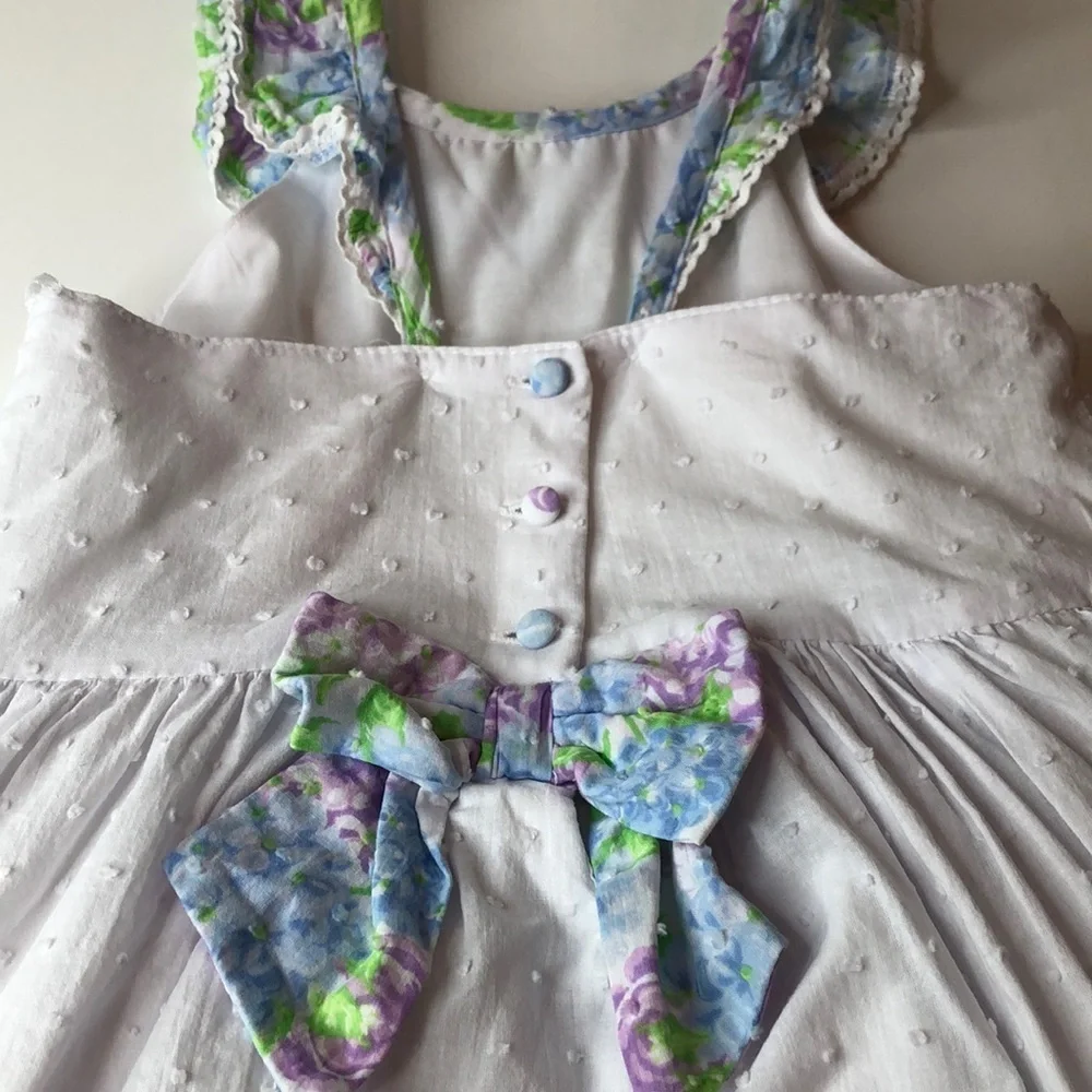 Tommy Bahama Girl's White Swiss Dot Garden Floral Dress & Headband Size 6 - Picture 6 of 14